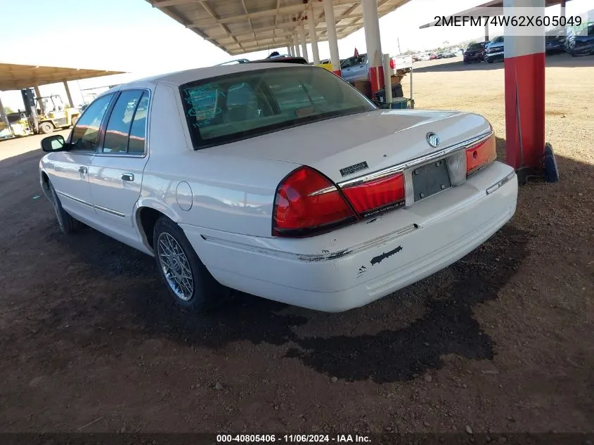 2002 Mercury Grand Marquis Gs VIN: 2MEFM74W62X605049 Lot: 40805406