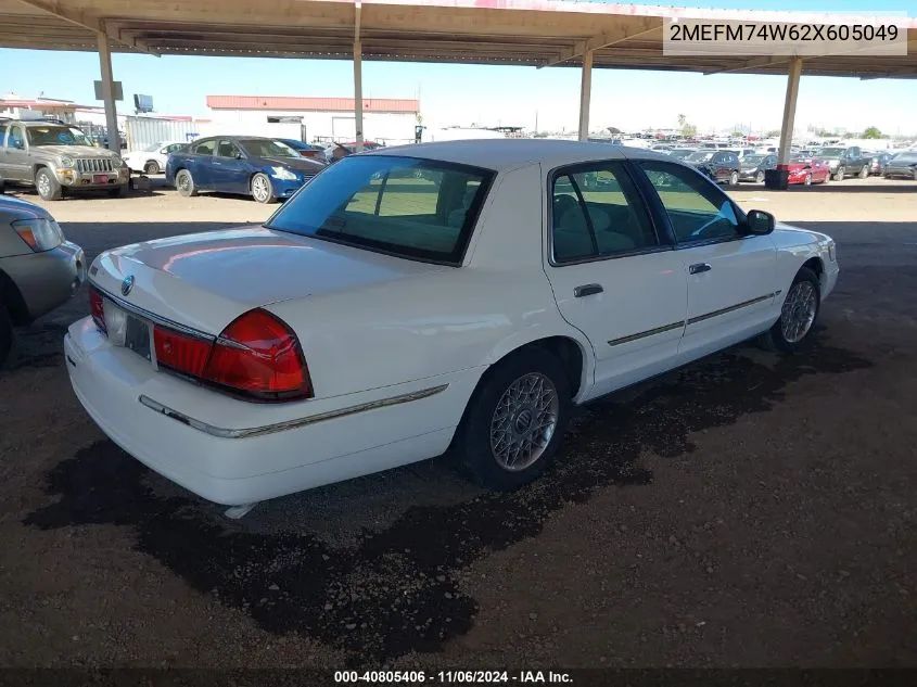 2002 Mercury Grand Marquis Gs VIN: 2MEFM74W62X605049 Lot: 40805406