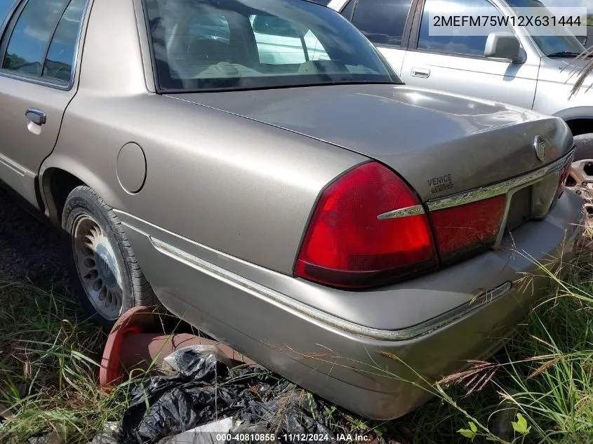 2002 Mercury Grand Marquis Ls VIN: 2MEFM75W12X631444 Lot: 40810855