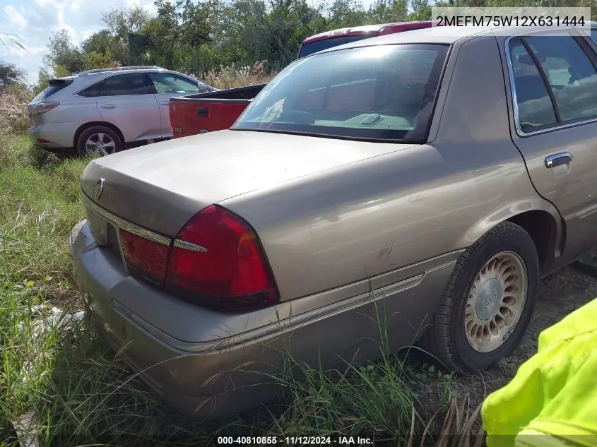 2002 Mercury Grand Marquis Ls VIN: 2MEFM75W12X631444 Lot: 40810855