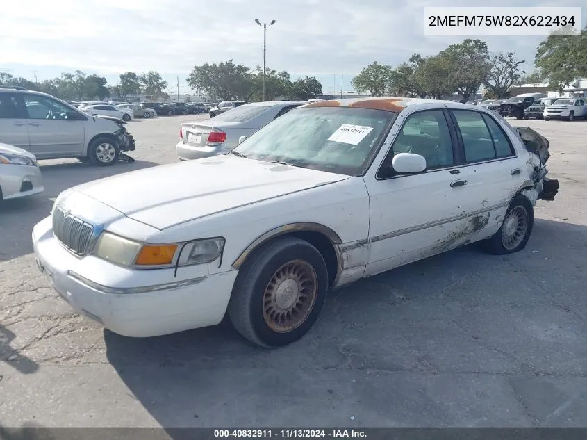 2002 Mercury Grand Marquis Ls VIN: 2MEFM75W82X622434 Lot: 40832911