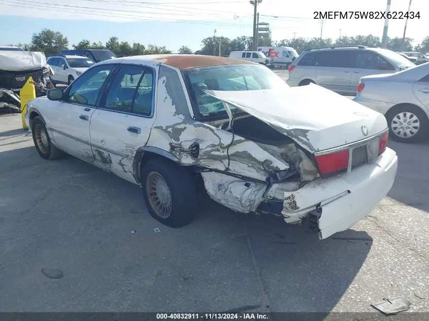 2002 Mercury Grand Marquis Ls VIN: 2MEFM75W82X622434 Lot: 40832911