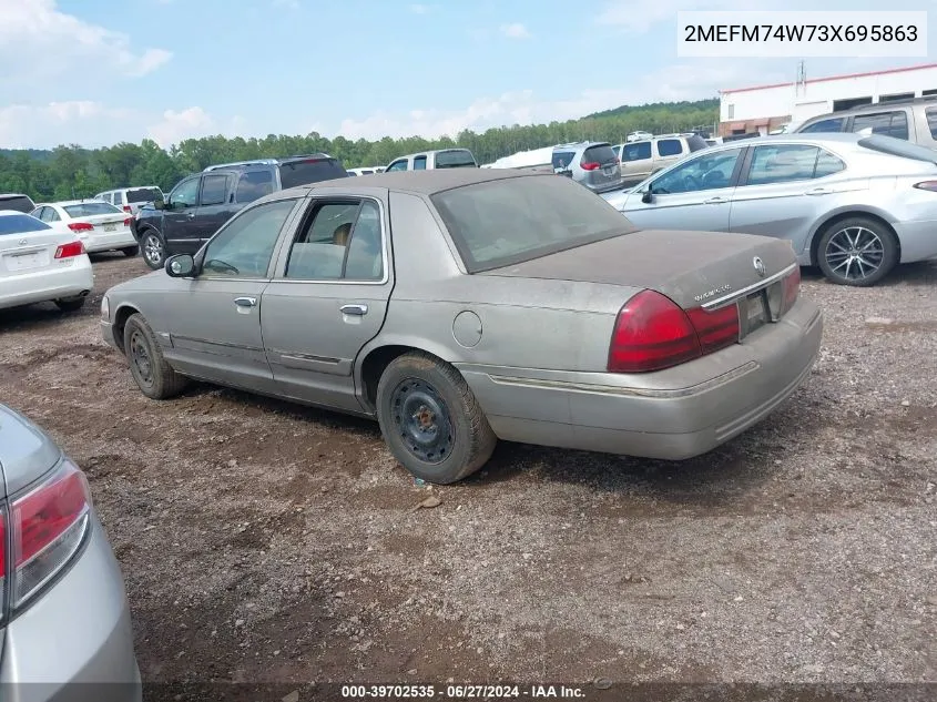 2003 Mercury Grand Marquis Gs VIN: 2MEFM74W73X695863 Lot: 39702535