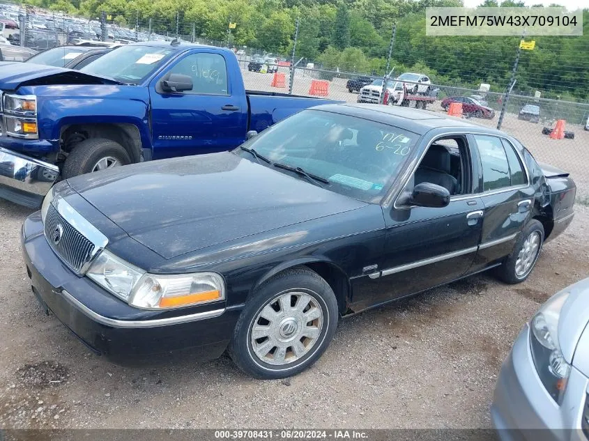 2003 Mercury Grand Marquis Ls VIN: 2MEFM75W43X709104 Lot: 39708431