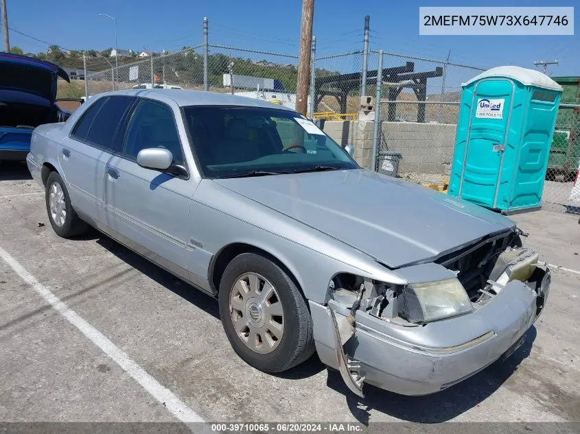 2003 Mercury Grand Marquis Ls VIN: 2MEFM75W73X647746 Lot: 39710065