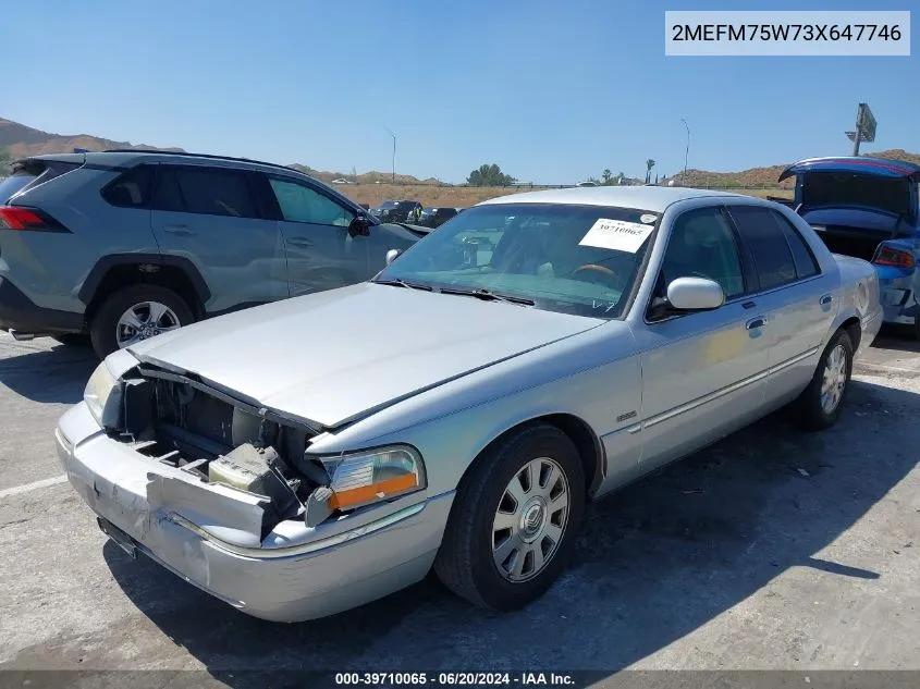 2003 Mercury Grand Marquis Ls VIN: 2MEFM75W73X647746 Lot: 39710065