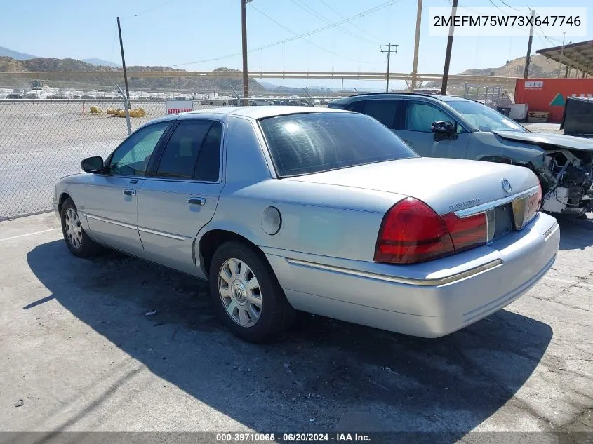 2003 Mercury Grand Marquis Ls VIN: 2MEFM75W73X647746 Lot: 39710065