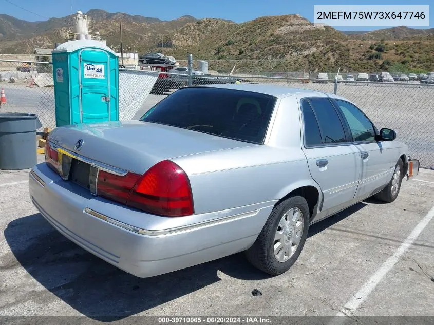 2003 Mercury Grand Marquis Ls VIN: 2MEFM75W73X647746 Lot: 39710065