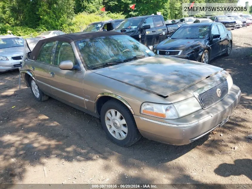 2003 Mercury Grand Marquis Ls VIN: 2MEFM75W53X692085 Lot: 39710835