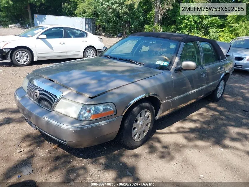 2003 Mercury Grand Marquis Ls VIN: 2MEFM75W53X692085 Lot: 39710835