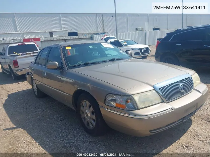 2003 Mercury Grand Marquis Ls VIN: 2MEFM75W13X641411 Lot: 40032430