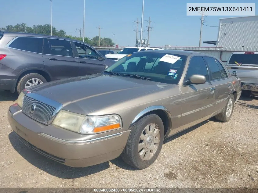 2003 Mercury Grand Marquis Ls VIN: 2MEFM75W13X641411 Lot: 40032430