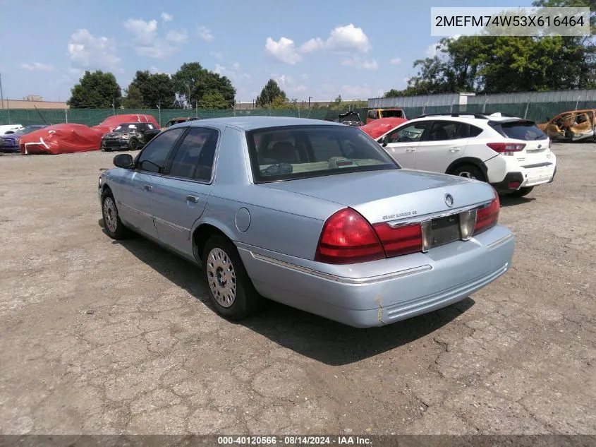 2003 Mercury Grand Marquis Gs VIN: 2MEFM74W53X616464 Lot: 40120566