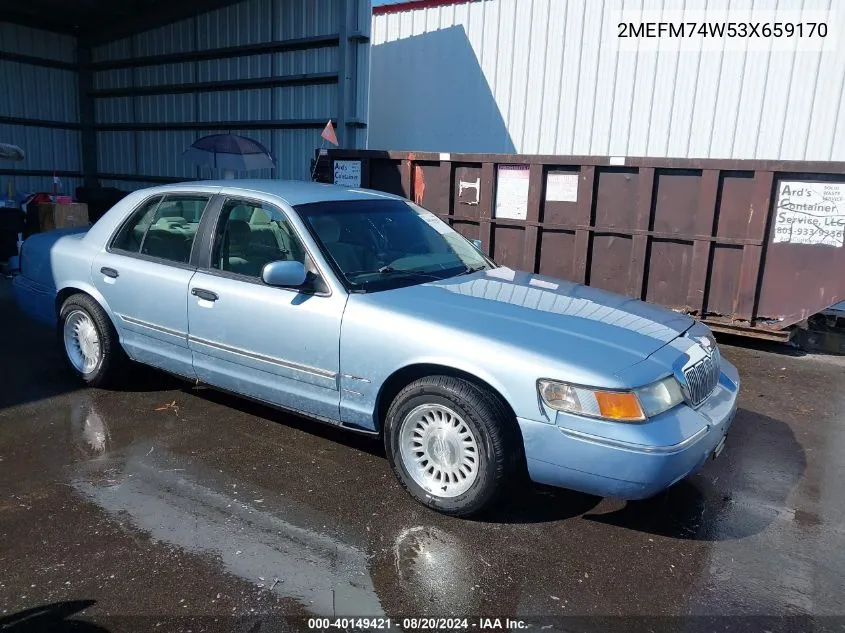 2003 Mercury Grand Marquis Gs VIN: 2MEFM74W53X659170 Lot: 40149421