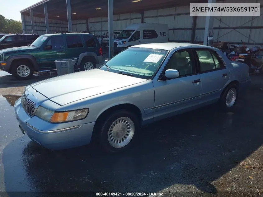 2003 Mercury Grand Marquis Gs VIN: 2MEFM74W53X659170 Lot: 40149421