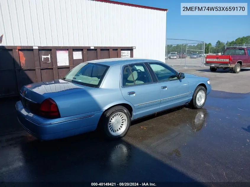 2003 Mercury Grand Marquis Gs VIN: 2MEFM74W53X659170 Lot: 40149421