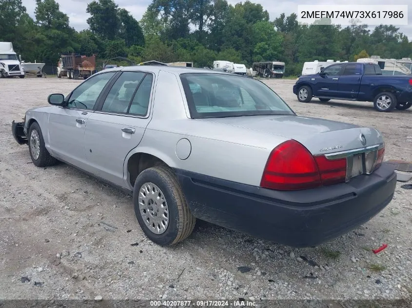 2003 Mercury Grand Marquis Gs VIN: 2MEFM74W73X617986 Lot: 40207877