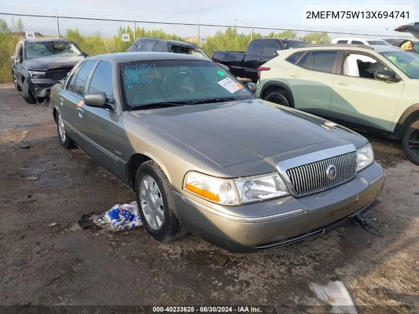 2003 Mercury Grand Marquis Ls VIN: 2MEFM75W13X694741 Lot: 40233625