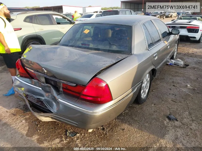 2003 Mercury Grand Marquis Ls VIN: 2MEFM75W13X694741 Lot: 40233625