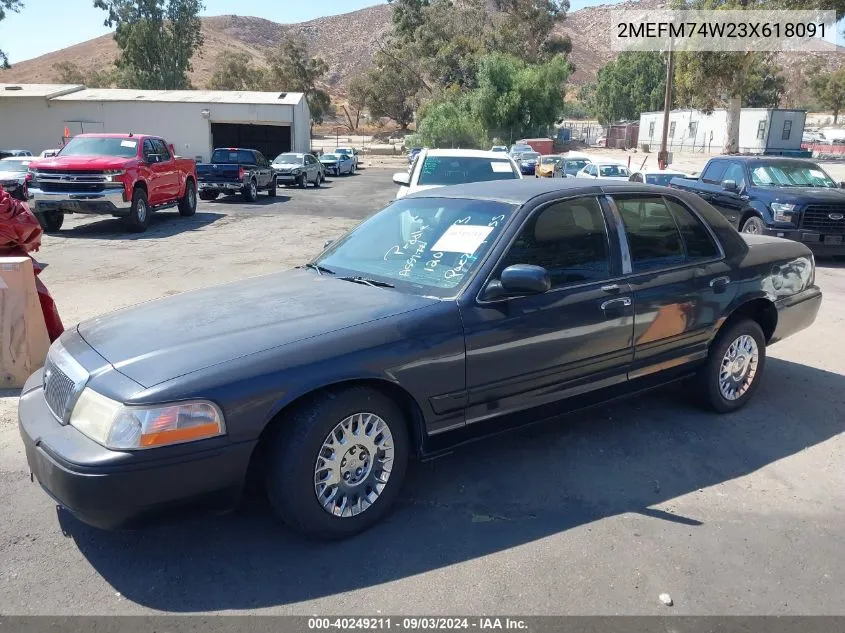 2003 Mercury Grand Marquis Gs VIN: 2MEFM74W23X618091 Lot: 40249211