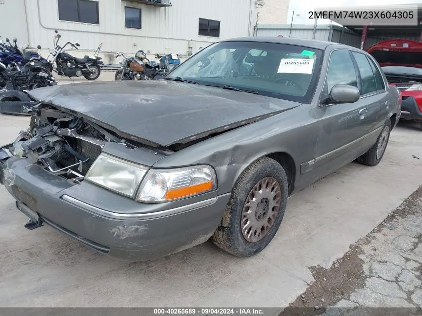 2003 Mercury Grand Marquis Gs VIN: 2MEFM74W23X604305 Lot: 40265689