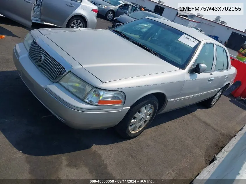 2003 Mercury Grand Marquis Ls VIN: 2MEFM75W43X702055 Lot: 40303350