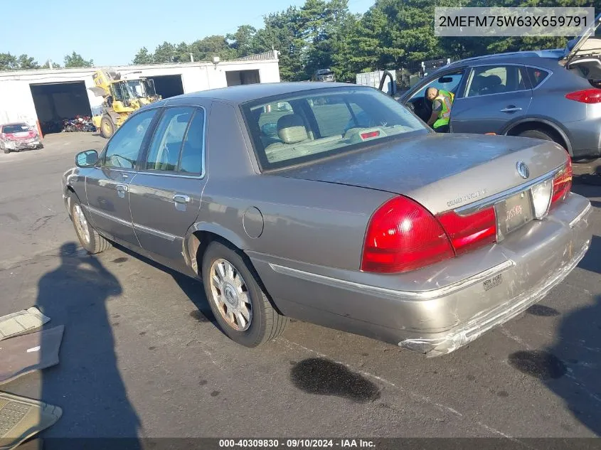 2003 Mercury Grand Marquis Ls VIN: 2MEFM75W63X659791 Lot: 40309830