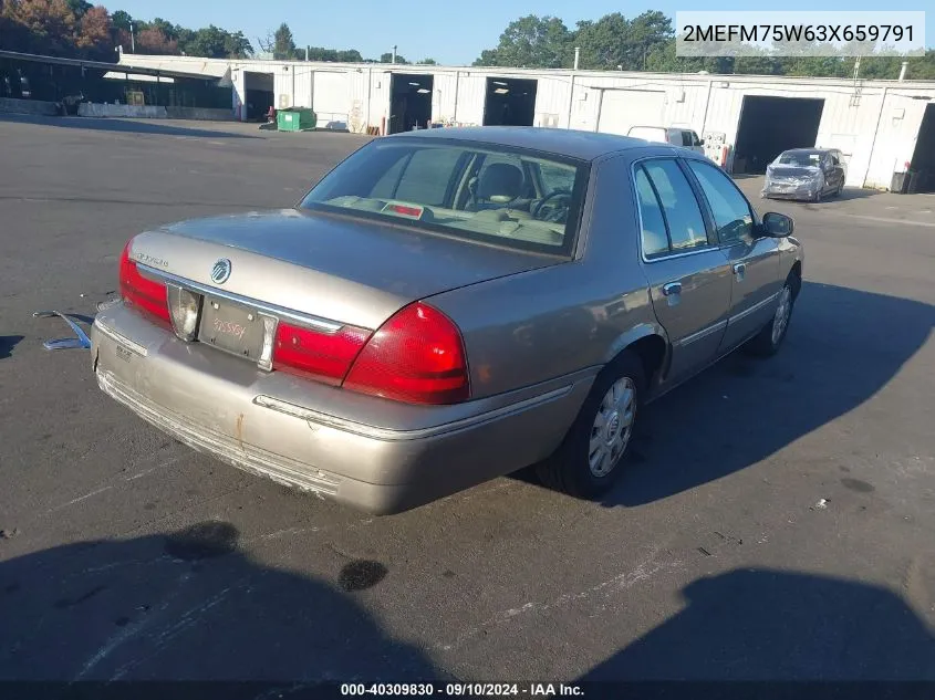 2003 Mercury Grand Marquis Ls VIN: 2MEFM75W63X659791 Lot: 40309830