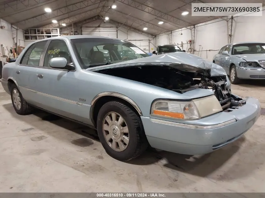 2003 Mercury Grand Marquis Ls VIN: 2MEFM75W73X690385 Lot: 40316510