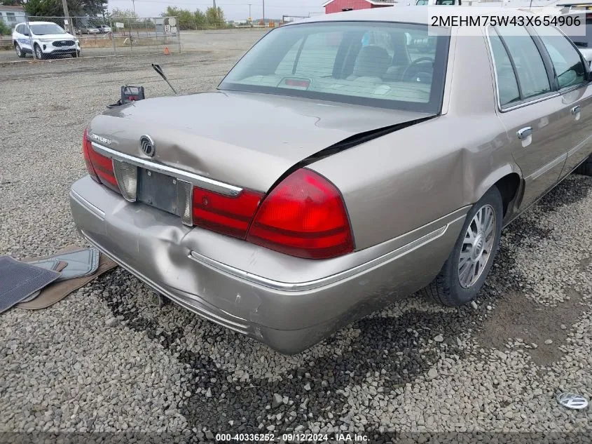 2003 Mercury Grand Marquis Ls VIN: 2MEHM75W43X654906 Lot: 40336252