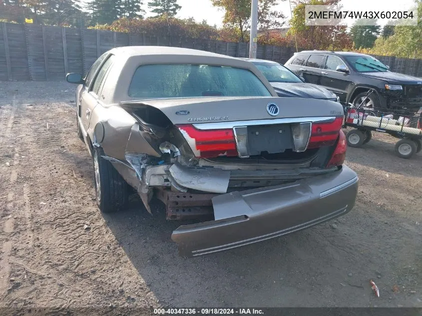 2003 Mercury Grand Marquis Gs VIN: 2MEFM74W43X602054 Lot: 40347336