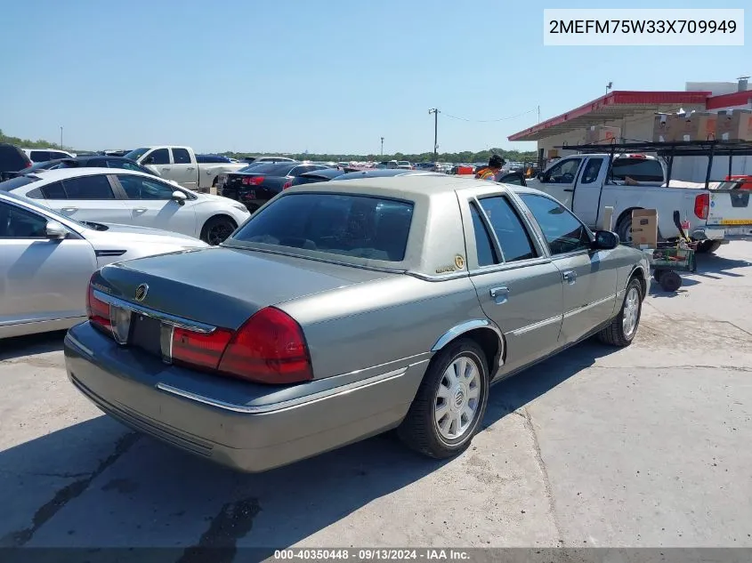 2003 Mercury Grand Marquis Ls VIN: 2MEFM75W33X709949 Lot: 40350448