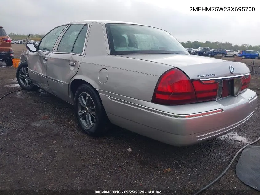 2003 Mercury Grand Marquis Ls VIN: 2MEHM75W23X695700 Lot: 40403916