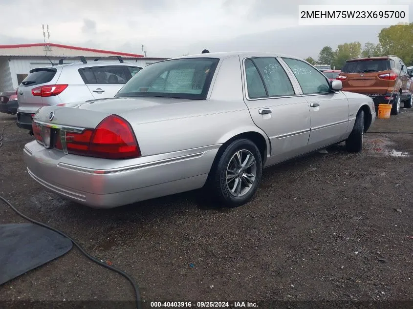 2003 Mercury Grand Marquis Ls VIN: 2MEHM75W23X695700 Lot: 40403916