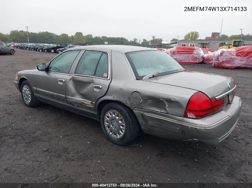 2003 Mercury Grand Marquis Gs VIN: 2MEFM74W13X714133 Lot: 40412753