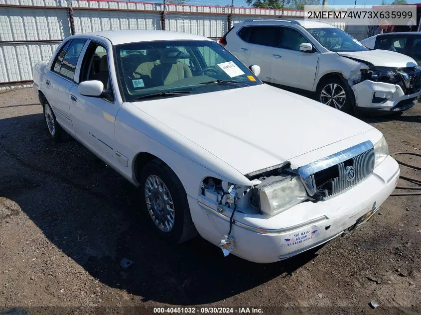 2003 Mercury Grand Marquis Gs VIN: 2MEFM74W73X635999 Lot: 40451032