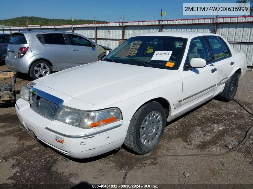 2003 Mercury Grand Marquis Gs VIN: 2MEFM74W73X635999 Lot: 40451032