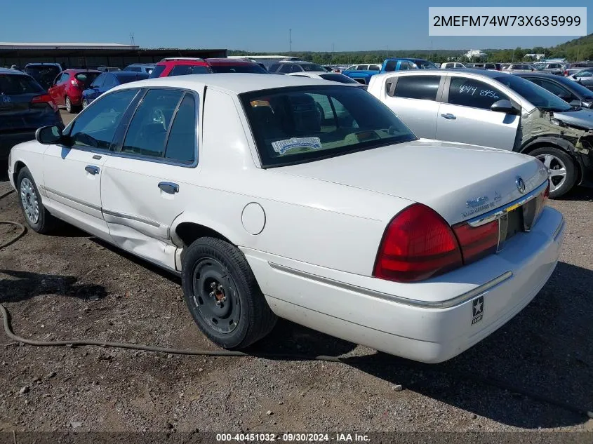 2003 Mercury Grand Marquis Gs VIN: 2MEFM74W73X635999 Lot: 40451032