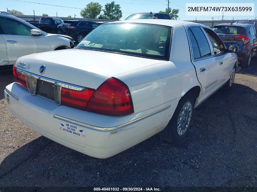 2003 Mercury Grand Marquis Gs VIN: 2MEFM74W73X635999 Lot: 40451032