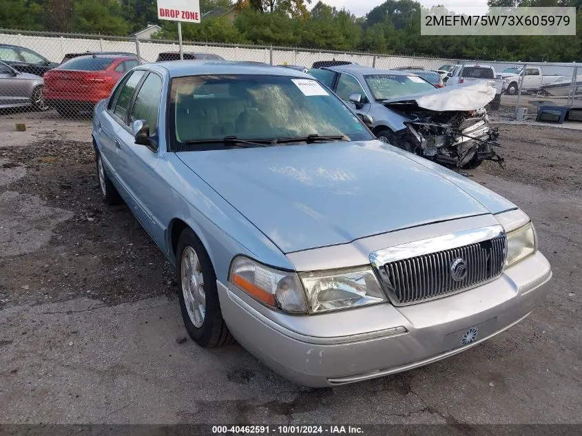 2003 Mercury Grand Marquis Ls VIN: 2MEFM75W73X605979 Lot: 40462591