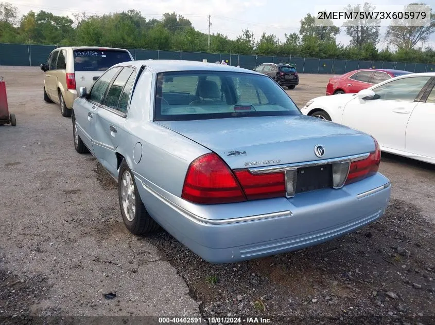 2003 Mercury Grand Marquis Ls VIN: 2MEFM75W73X605979 Lot: 40462591