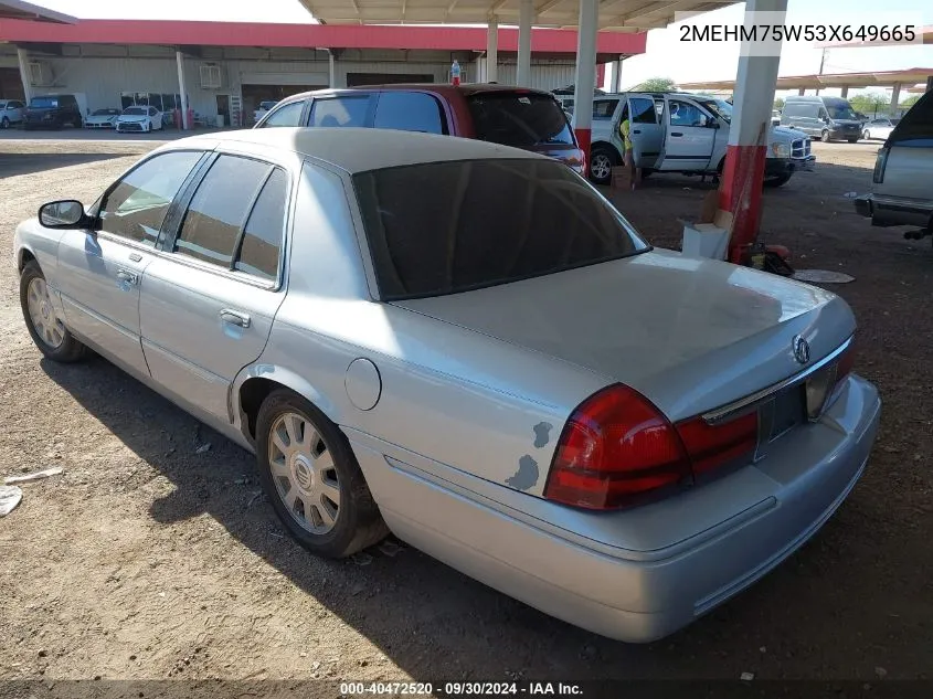 2003 Mercury Grand Marquis Ls VIN: 2MEHM75W53X649665 Lot: 40472520