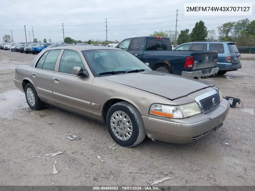 2003 Mercury Grand Marquis Gs VIN: 2MEFM74W43X707127 Lot: 40485082