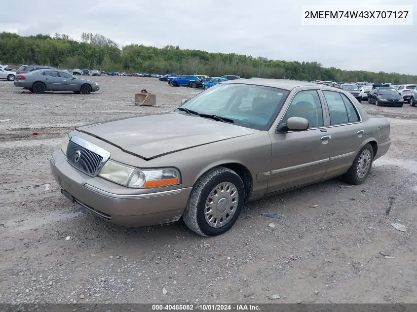 2003 Mercury Grand Marquis Gs VIN: 2MEFM74W43X707127 Lot: 40485082