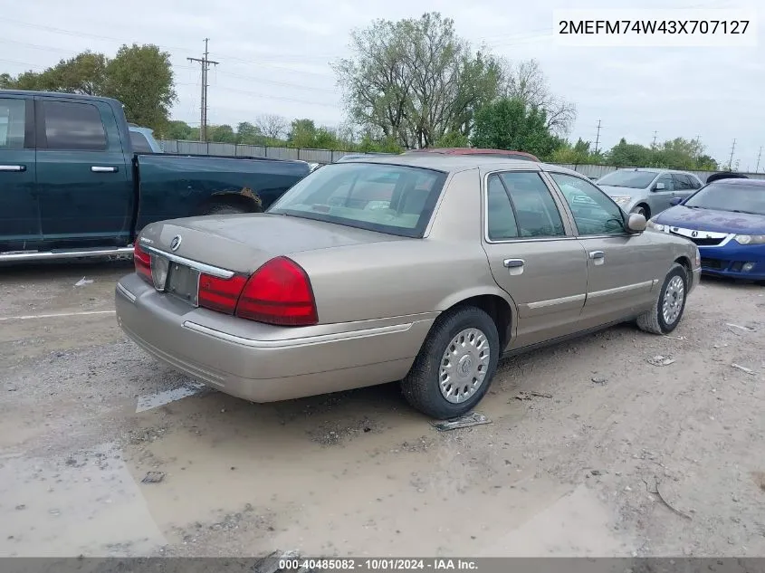 2003 Mercury Grand Marquis Gs VIN: 2MEFM74W43X707127 Lot: 40485082