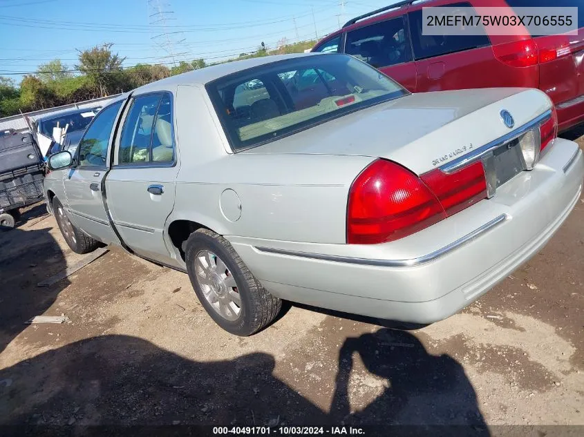 2003 Mercury Grand Marquis Ls VIN: 2MEFM75W03X706555 Lot: 40491701