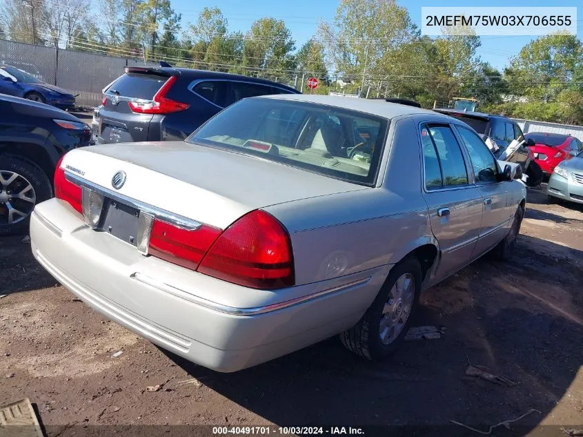 2003 Mercury Grand Marquis Ls VIN: 2MEFM75W03X706555 Lot: 40491701