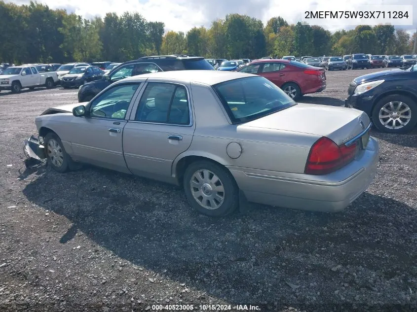 2003 Mercury Grand Marquis Ls VIN: 2MEFM75W93X711284 Lot: 40523005