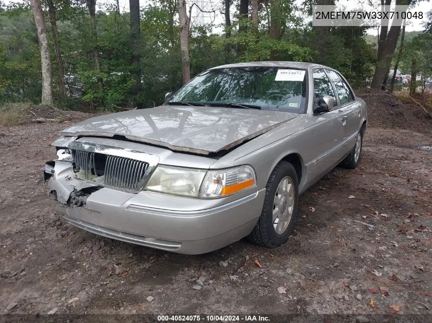 2003 Mercury Grand Marquis Ls VIN: 2MEFM75W33X710048 Lot: 40524075