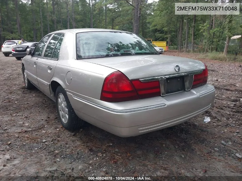 2003 Mercury Grand Marquis Ls VIN: 2MEFM75W33X710048 Lot: 40524075